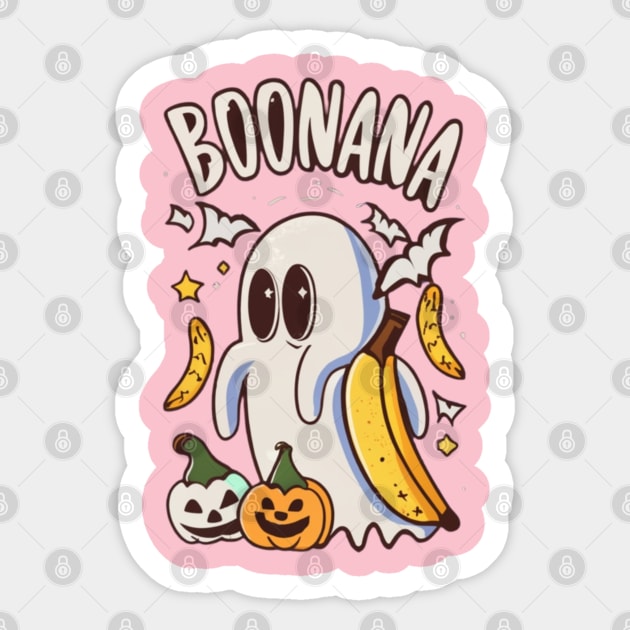 Boonana Cute Ghost Banana Halloween Men Women Kids Sticker by click2print